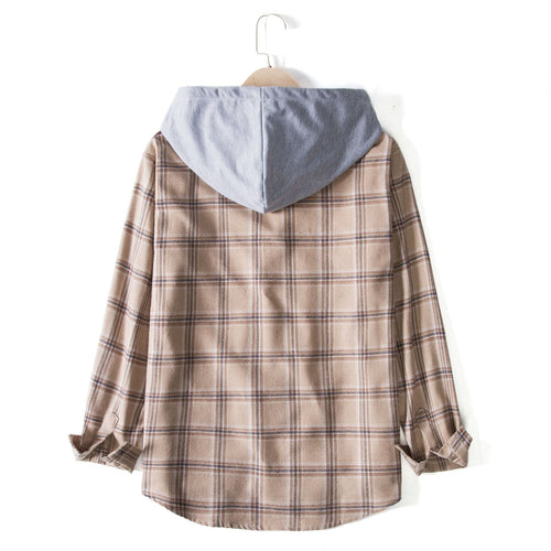 Herren Flanellhemdjacke mit integrierter Kapuze und modernem Karomuster EB