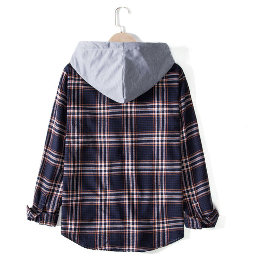 Herren Karohemdjacke mit integrierter Kapuze und bequemer Passform EB
