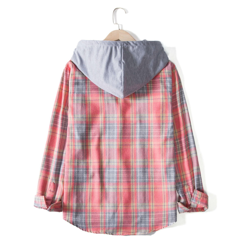 Damen Flanellhemd mit abnehmbarer Kapuze und praktischem Design EB