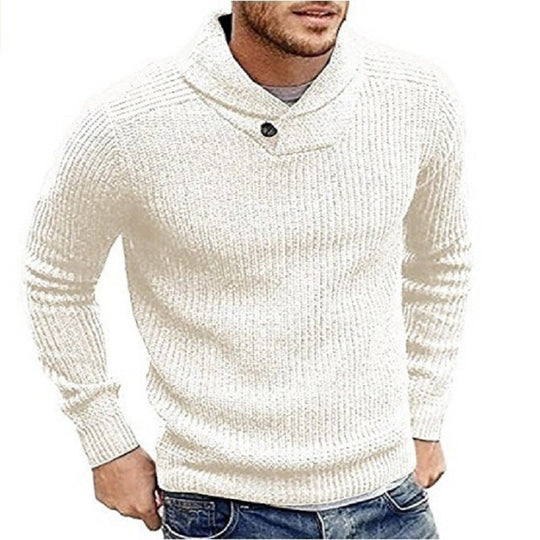 Herren Strickpullover mit Schalkragen und Knopfdetail EB