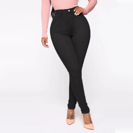 Damen Hoch geschnittene Skinny Jeans mit formenden Nähten EB