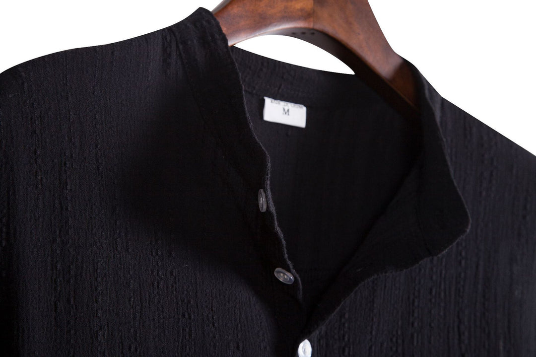 Herren Kurzarmhemd mit strukturiertem Henley-Ausschnitt EB