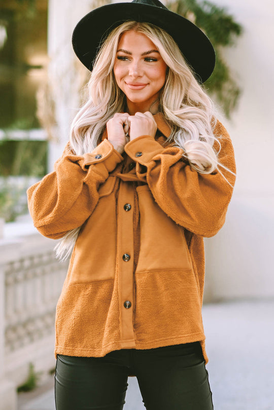 EB | Weiche Teddyjacke mit Großen Taschen Polyester Warm und Modern