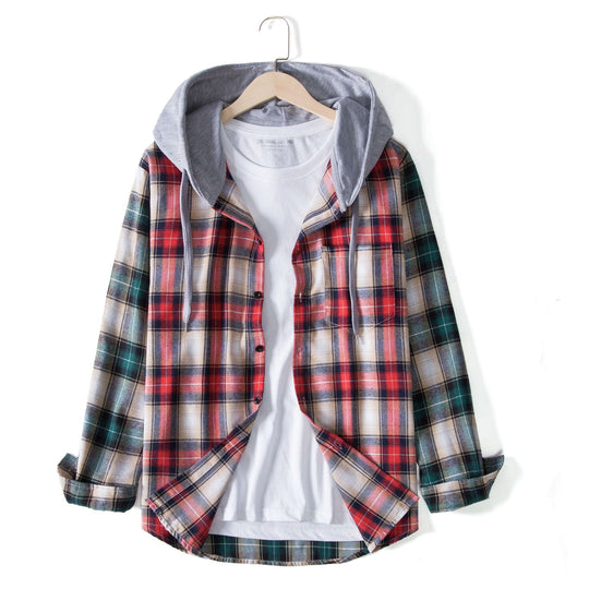 Damen Flanellhemdjacke mit Kapuze und Karomuster EB
