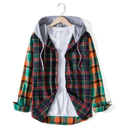 Herren Karohemdjacke mit integrierter Kapuze EB