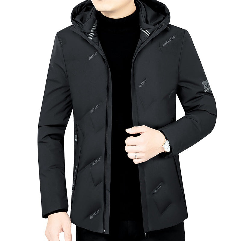 Herren Leichte gesteppte Kapuzenjacke mit schlanker Silhouette und verdecktem Reißverschluss EB