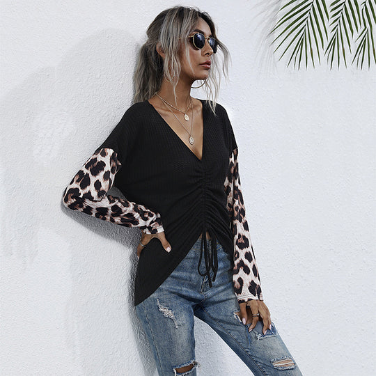 Damen Oberteil mit Rüschendetails und schickem Animal-Print EB