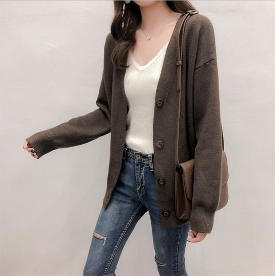 Damen Strickjacke mit knöpfbarem Design EB