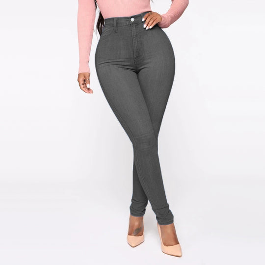Damen Hoch geschnittene Skinny Jeans mit formenden Nähten EB