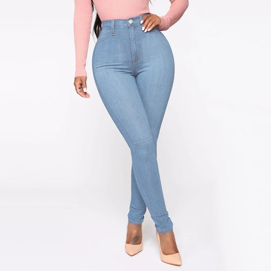Damen Hoch geschnittene Skinny Jeans mit formenden Nähten EB