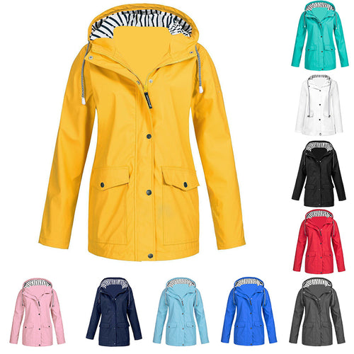 Damen nan wasserdichter Parka mit Kapuze, Kordelzug und aufgesetzten Taschen EB