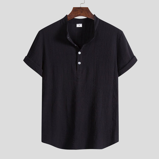 Herren Kurzarmhemd mit strukturiertem Henley-Ausschnitt EB