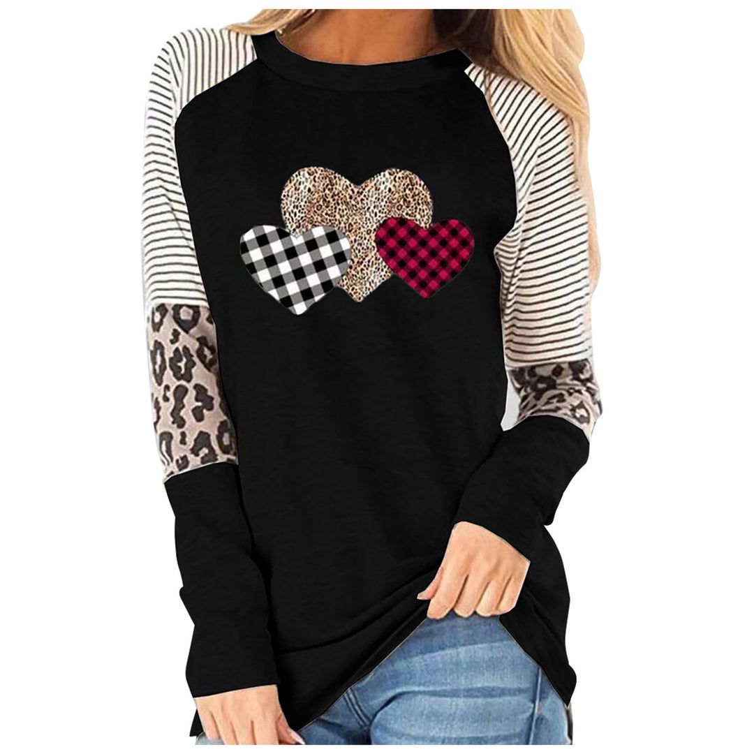 Damen Raglan-Shirt mit Herz-Design und Leo-Detail EB