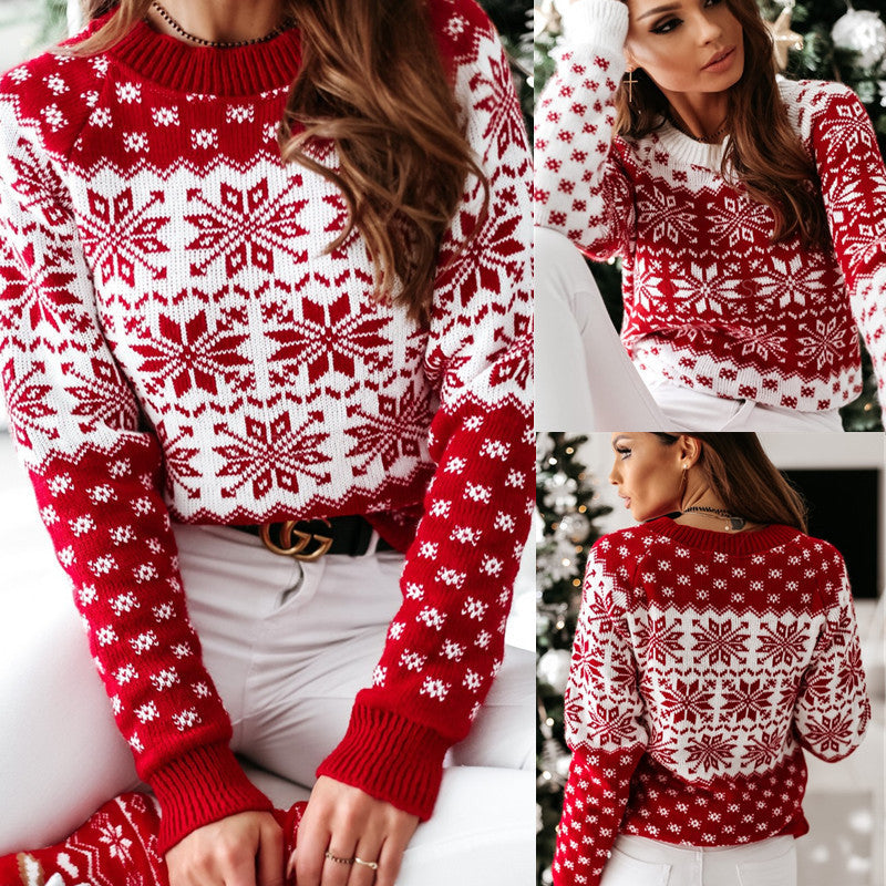 Damen Weihnachtspullover mit festlichem Motiv und weichem Material EB