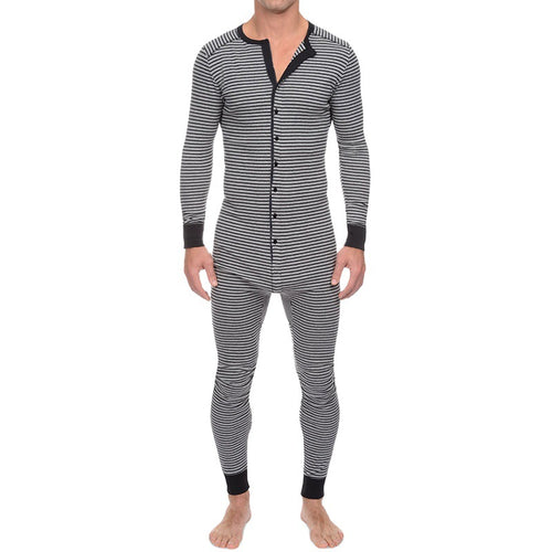 Herren Langarm Schlafanzugset mit komfortablem Knopfdesign EB