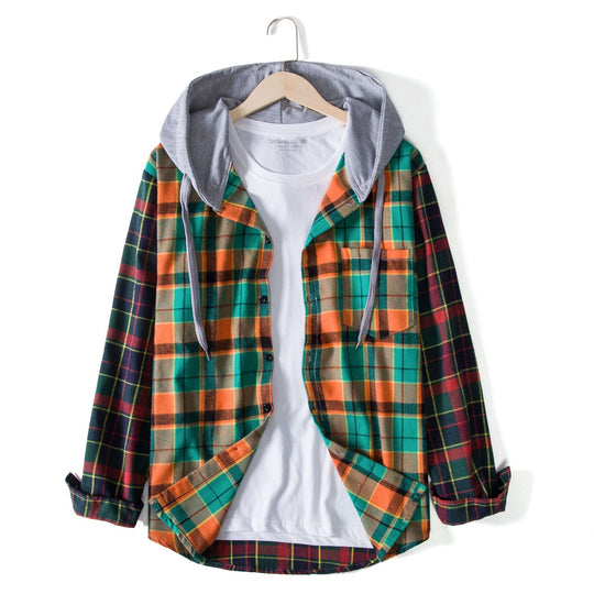 Herren Karohemdjacke mit integrierter Kapuze EB