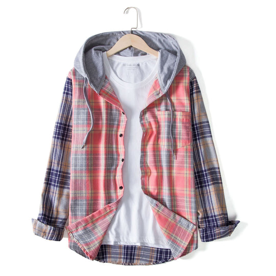 Damen Flanellhemd mit abnehmbarer Kapuze und praktischem Design EB