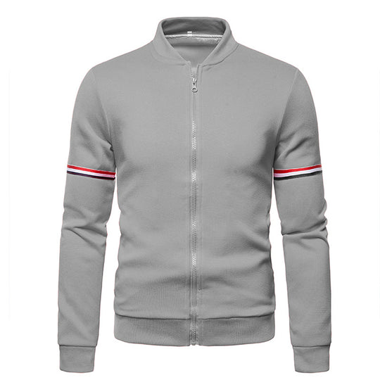 Herren sportliche Zip-Jacke mit strukturierter Oberfläche und Kontraststreifen EB