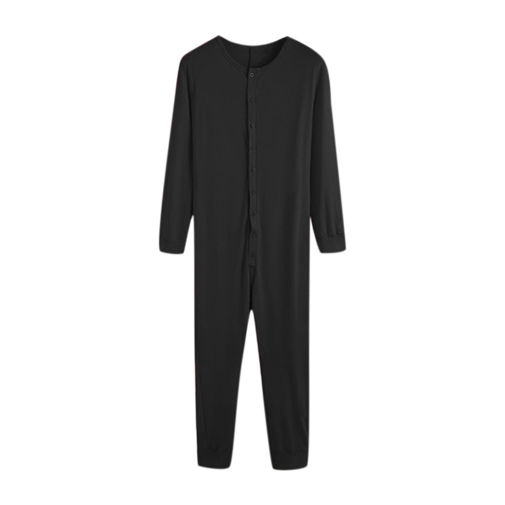 Unisex nan Einteiliger Langarm-Schlafanzug mit durchgehender Knopfleiste und elastischen Bündchen EB