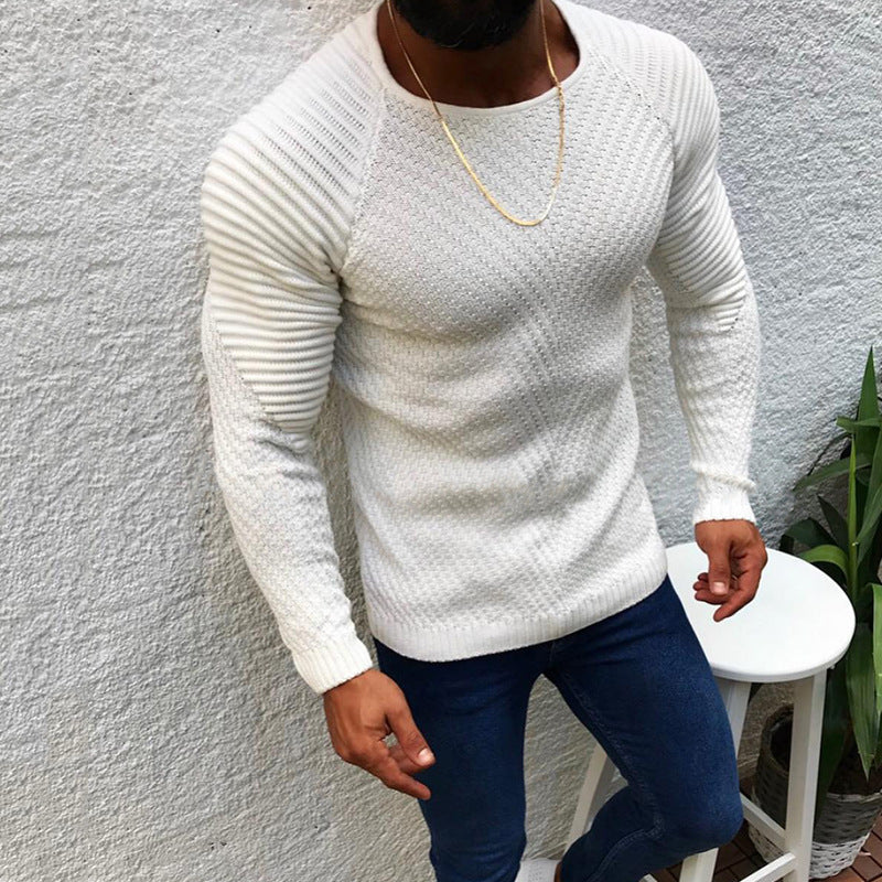 Herren nan strukturierter Slim-Fit Raglanpullover aus feinem Rippen- und Waffelstrick EB