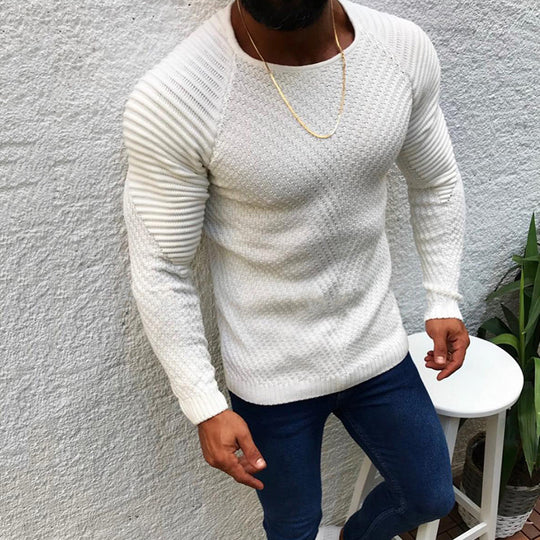 Herren nan strukturierter Slim-Fit Raglanpullover aus feinem Rippen- und Waffelstrick EB