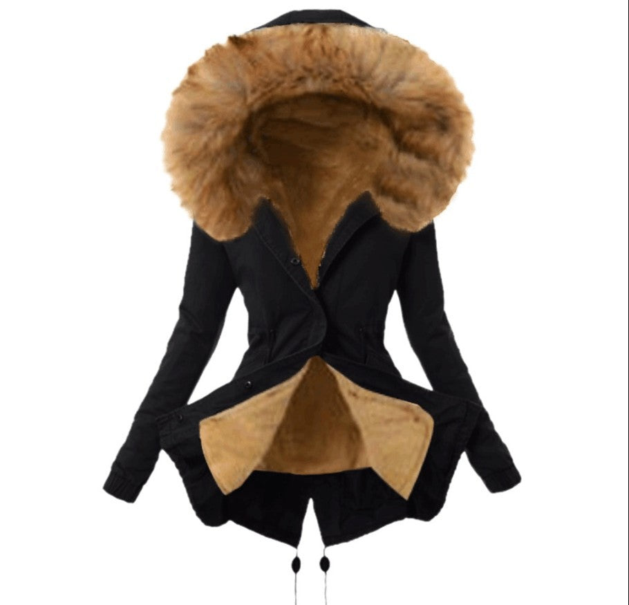 Damen modische Parka mit abnehmbarem Pelzkragen EB