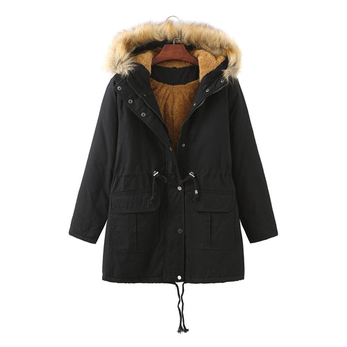 Damen warm gefütterte Parka-Jacke EB