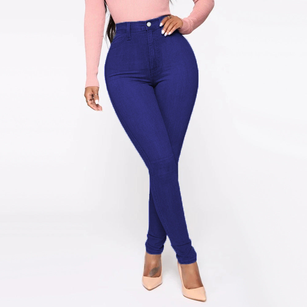 Damen Hoch geschnittene Skinny Jeans mit formenden Nähten EB