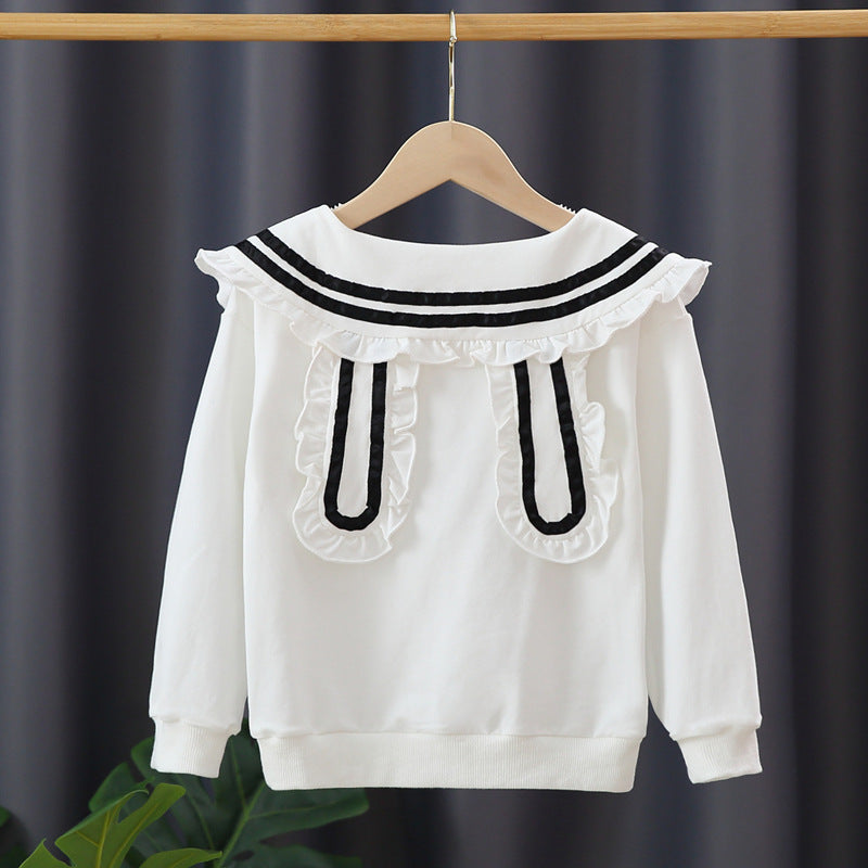Mädchen Kapuzenpullover mit maritimem Kragen EB