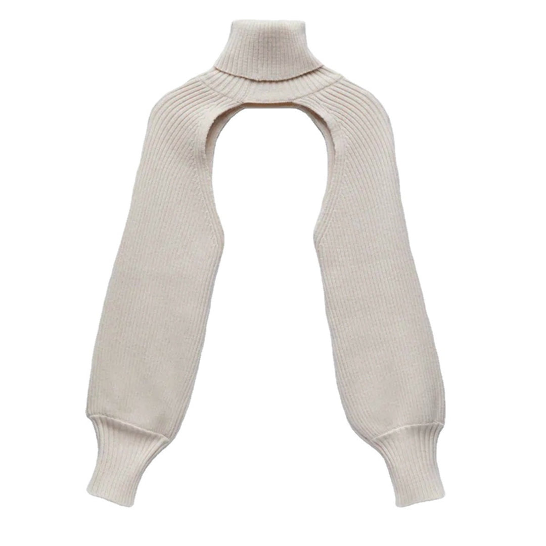Damen Strickoberteil mit innovativem Schnitt und hohem Kragen EB