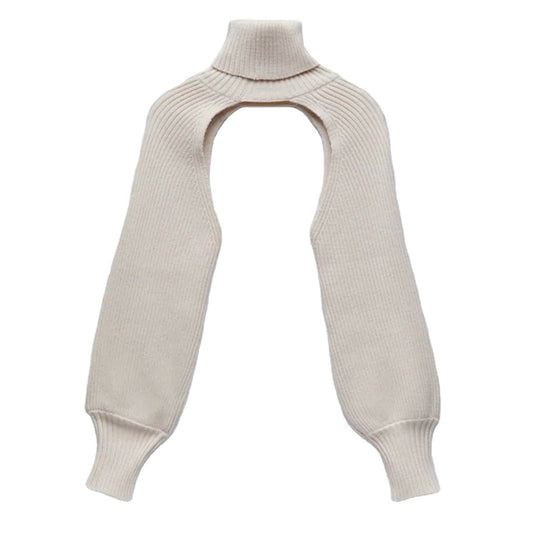 Damen Strickoberteil mit innovativem Schnitt und hohem Kragen EB