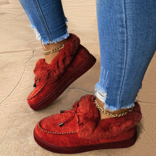 Damen Hausschuhe mit Leopardenmuster und Kunstfell EB