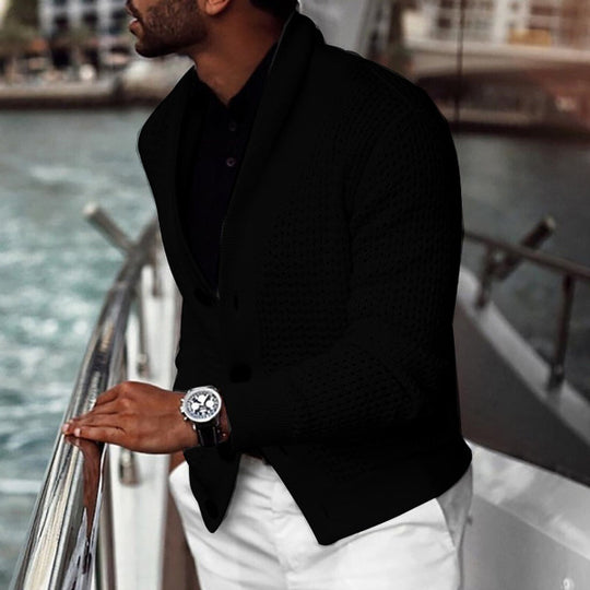Herren lässiger Strickcardigan mit innovativem Lochmuster und modernem Schnitt EB