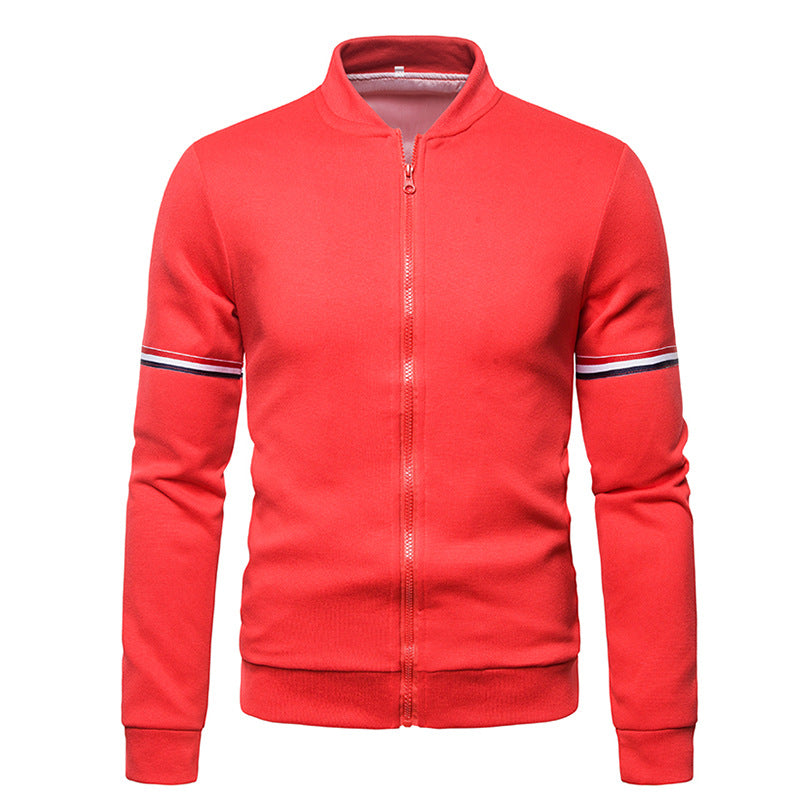 Herren sportliche Zip-Jacke mit strukturierter Oberfläche und Kontraststreifen EB