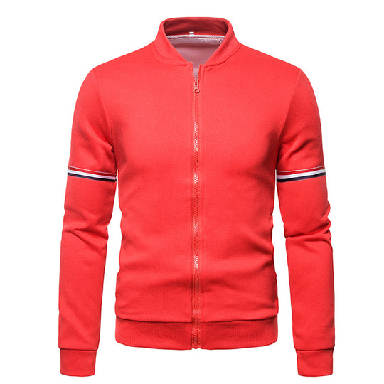 Herren sportliche Zip-Jacke mit strukturierter Oberfläche und Kontraststreifen EB