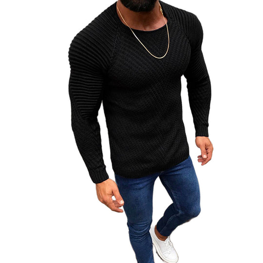 Herren nan strukturierter Slim-Fit Raglanpullover aus feinem Rippen- und Waffelstrick EB