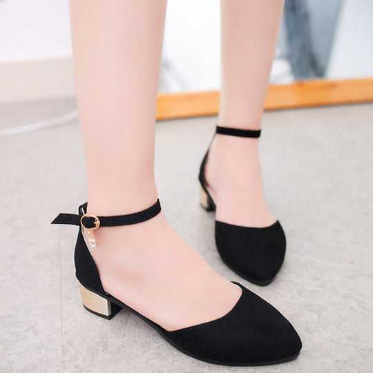 Damen Slingback-Ballerinas mit transparentem Riemendesign und schickem Blockabsatz EB