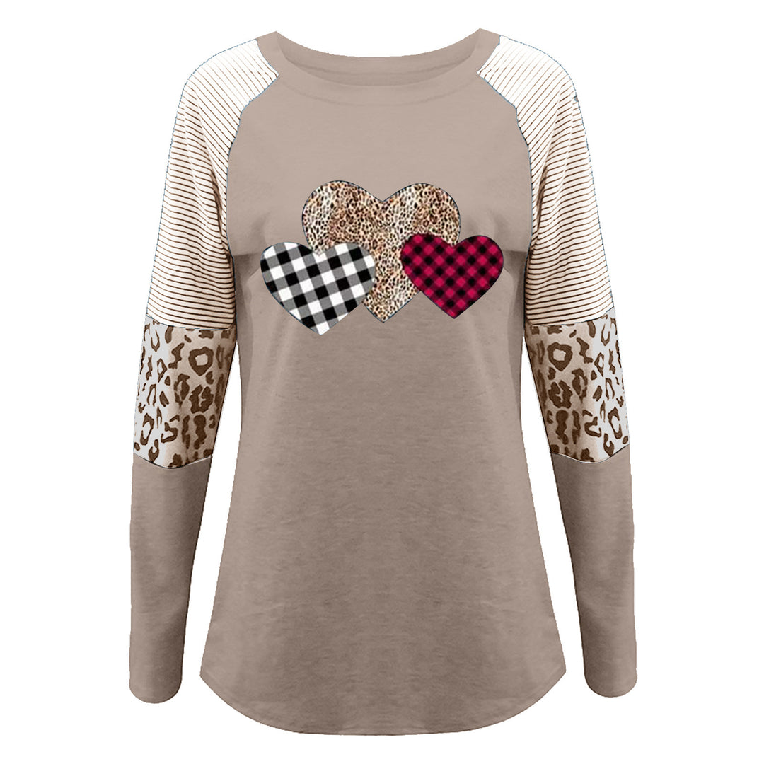 Damen Raglan-Shirt mit Herz-Design und Leo-Detail EB