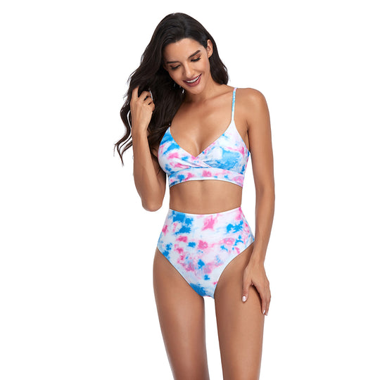 Damen Bikini-Set mit hohem Bund und modischem Wickeldesign EB