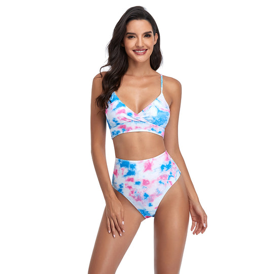 Damen Bikini-Set mit hohem Bund und modischem Wickeldesign EB