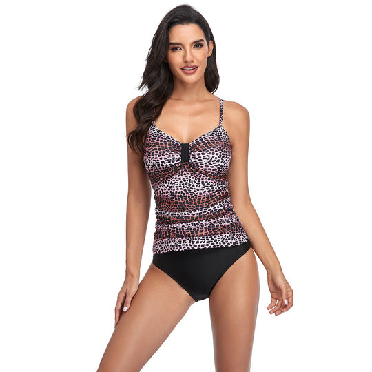 Damen Tankini mit Raffung und modernem Tiermuster EB