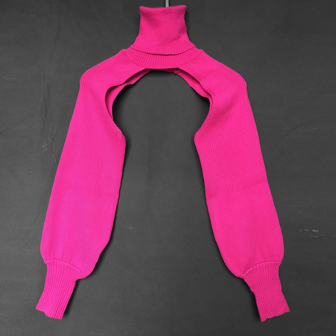 Damen Strickoberteil mit innovativem Schnitt und hohem Kragen EB
