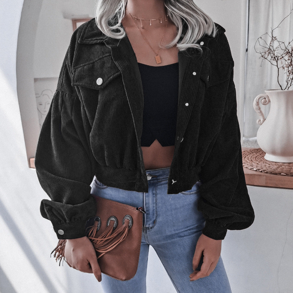 EB | Trendige Kurze Jacke Aus Cord für Frauen