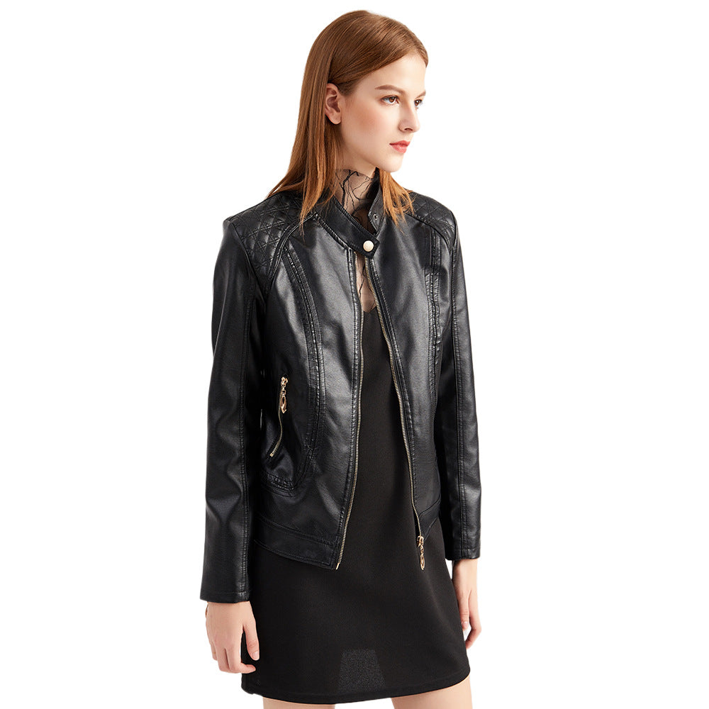 Damen Kunstlederjacke mit modischen Steppdetails EB