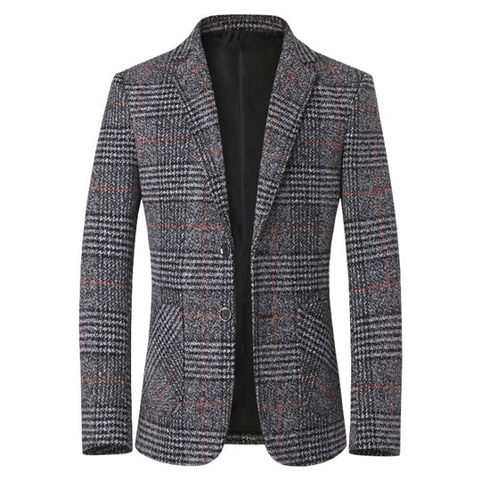 Herren Tweed-Sakko mit Glencheck-Muster und schmaler Passform EB