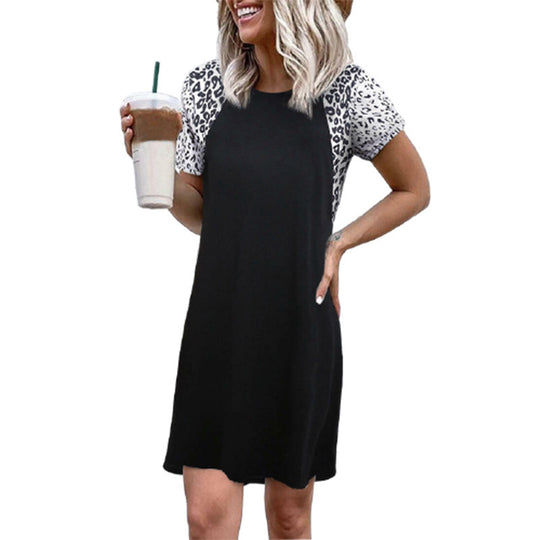 Damen lässiges Kleid mit tierischem Muster EB