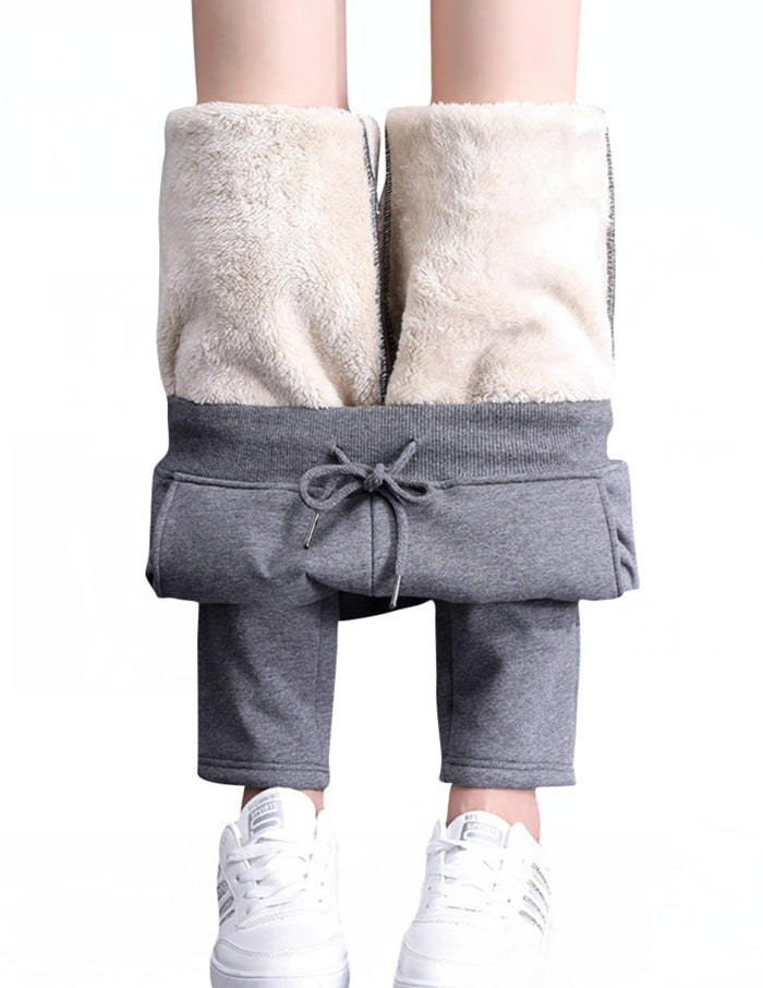 Damen nan gefütterte Thermo-Jogginghose mit Teddyfutter, elastischem Bund und Kordelzug EB