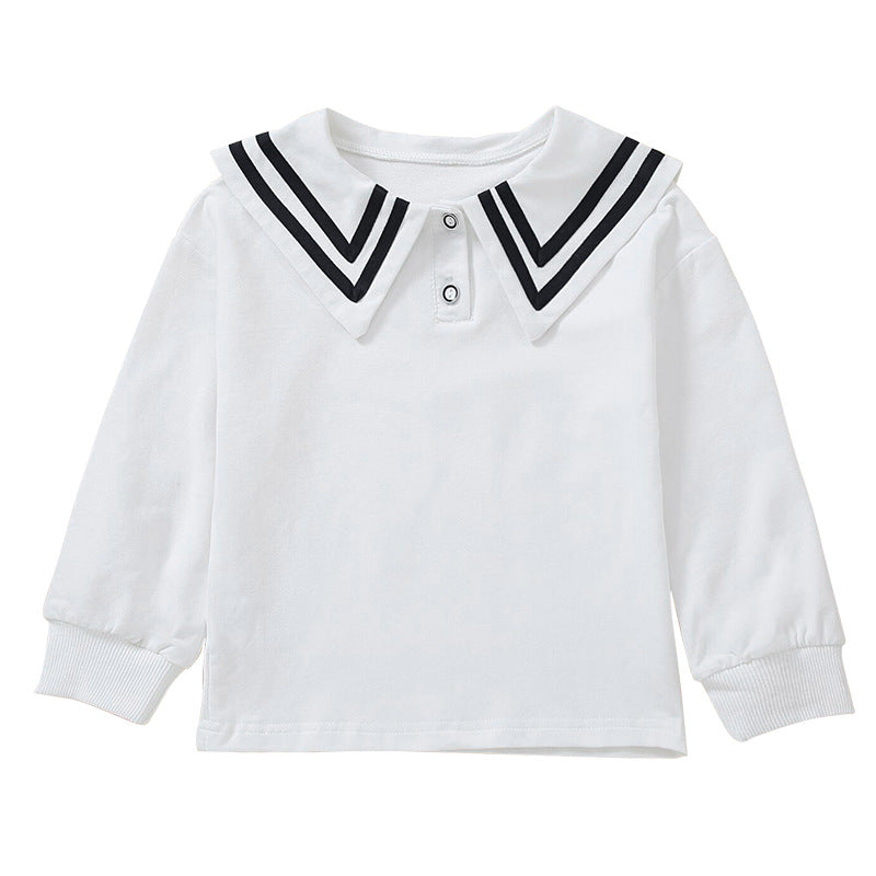 Damen Matrosenbluse mit modernem Kragen und Knopfdetails EB
