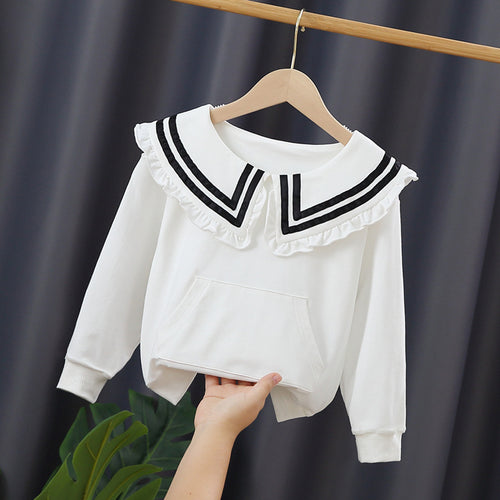 Mädchen Kapuzenpullover mit maritimem Kragen EB
