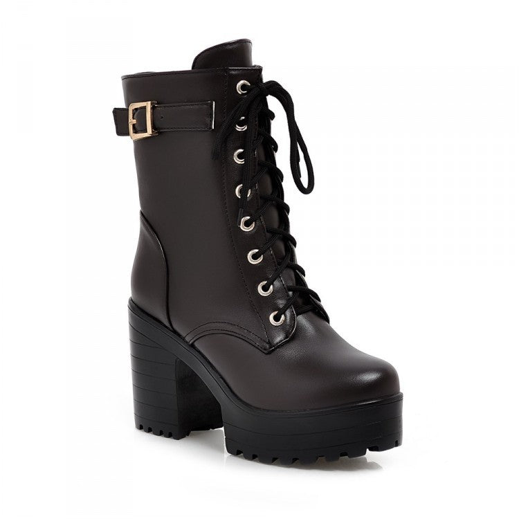 Robuste Schnürstiefel mit Schnalle und Profilsohle EB